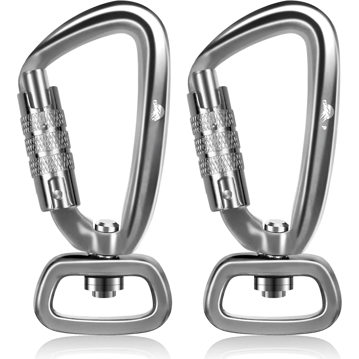 2 Pack Locking Carabiner Clip 2.5" with Swivel Ring for Securing Pets,  Leash Harness, Camping, Hiking, Keychains