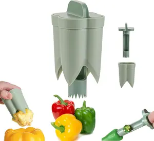 2-in-1 Bell Pepper Corer Seed Remover, Easy Seed Removal Fruit & Vegetable Core Cutter, Essential Kitchen Tool for Family Camping