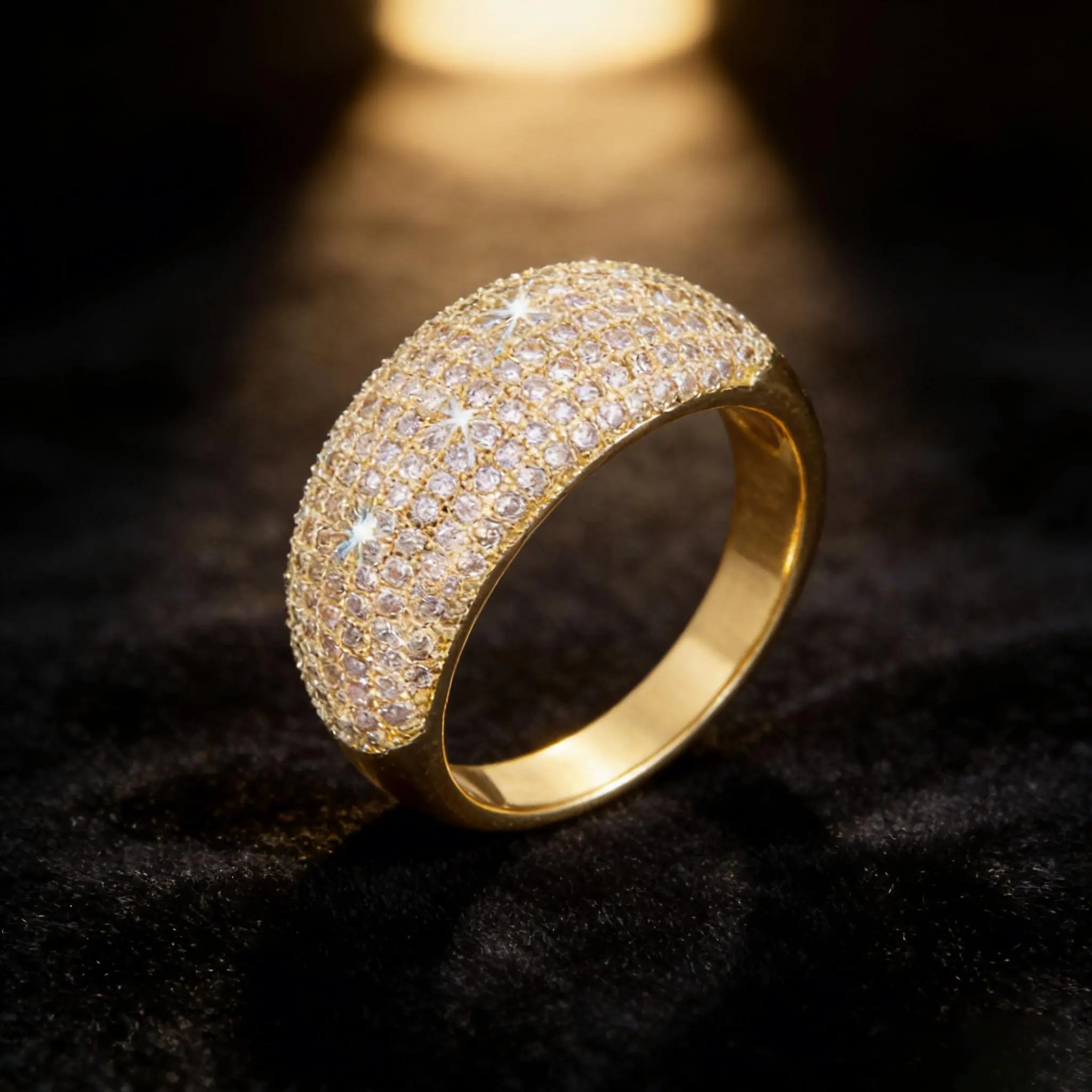 Elegant Full Micro-Pave Dome Ring, Promise Ring for Girlfriend, Statement Band, Timeless Luxury Jewelry for Parties & Daily Wear