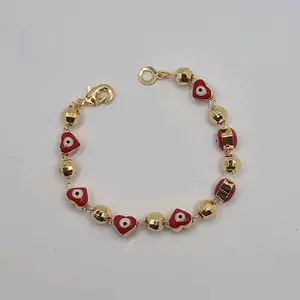 Hearts bracelet red gold-plated 6"inches no fade no tarnish just don't take long showers with them gold over stainless