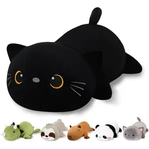 Weighted Black Cat Stuffed Animals, Cute Weighted Black Cat Plush, Soft Comfort Stuffed Weighted Plushie Pillow Gifts for Kids & Adults (9.8" 0.8Lbs)