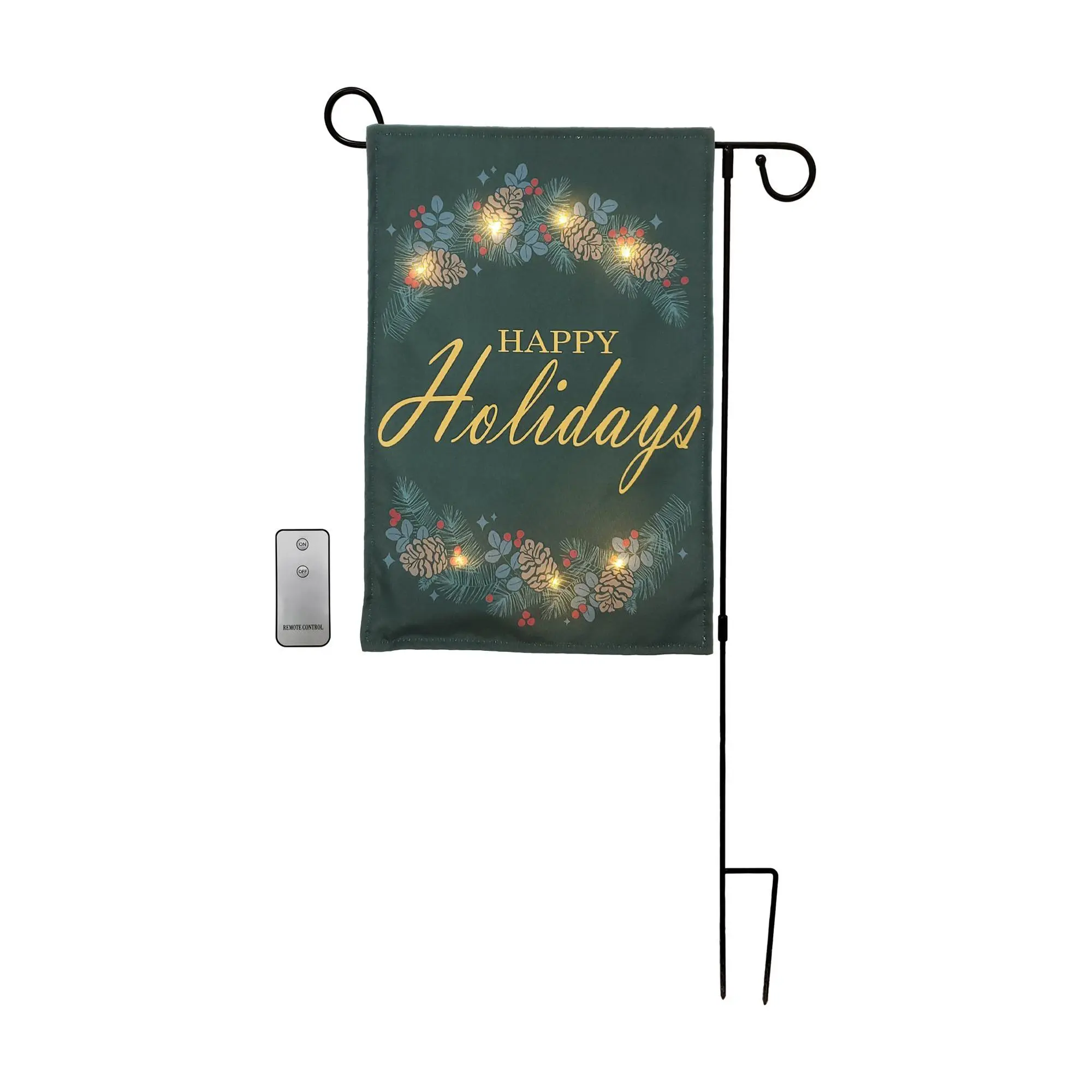 LumaBase Lit Banner w/Stand & Remote Control - Happy Holidays
