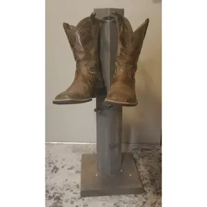Western Cowboy Boot Tree Rack - Vertical Western Boot Organizer - Rustic Wooden Boot Storage Stand - Handcrafted in USA - 4 Pair Capacity - Mudroom & Entryway Decor