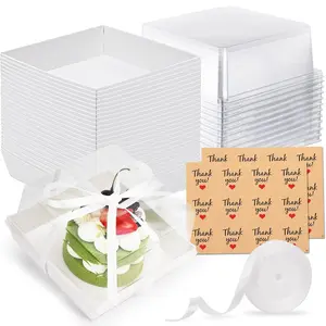 Cake Boxes with Clear Lids,25 Pack Disposable Dessert Boxes Charcuterie Containers for 4-6 Inches Cakes,Cupcakes,Cookie, Pie