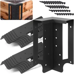 12 Pack Raised Garden Bed Corner Brackets with Securing Lip Fits Lumber up to 2" x 12" Metal Garden Corner Bracket for  Frame Bed 4.7" L x 2" W x 10.5" H