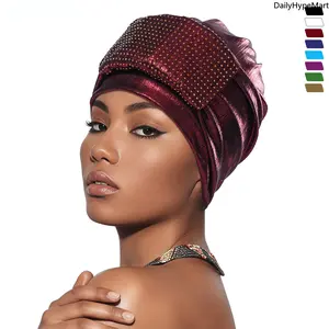 Women's Multi-Fold Rhinestone Turban Hat - Indian-Style Chemo Wrap Cap, Comfortable Practical Accessories for Women, Ideal Anniversary Gift (Multiple Colors)