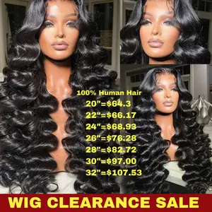 [Wig Clearance Sale] Loose Deep Wave 13x4 HD Transparent Lace Frontal Wigs Pre Plucked Hairline Affordable Cheap Wigs For Women Natural Black Virgin Human Hair