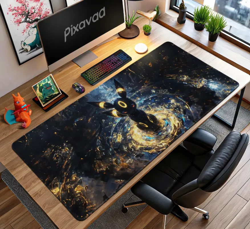 Umbreon Moonlight Mouse Pad - Dark-Type Aura Design, Glowing Night Desk Mat