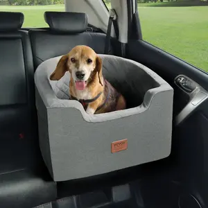 VEVOR Dog Car Seat, Waterproof Dog Booster Seat for Car with A Storage Pocket, Clip-On Safety Leash and Sponge Filling, Dog Car Bed for Small & Medium Dog up to 55lbs, Gray