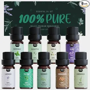 Essential Oils Set-Essential Oils for Diffuser for Home, Diffuser Oils Scents for Aromatherapy,Laundry,Candle&Soap Making,Humidifiers 9 X 10ML