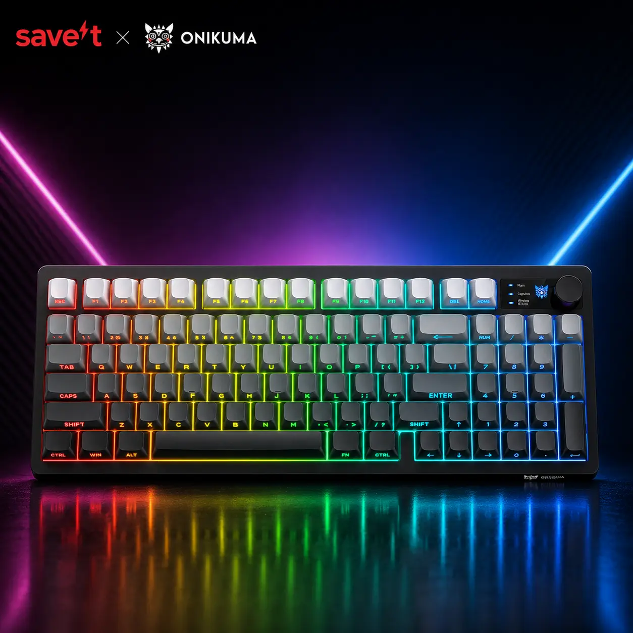 ONIKUMA MT902 Gaming Keyboard - 2.4G Wireless, Bluetooth, Wired, RGB LED Backlit - Keyboards for Gaming Compatible with PC, Mac
