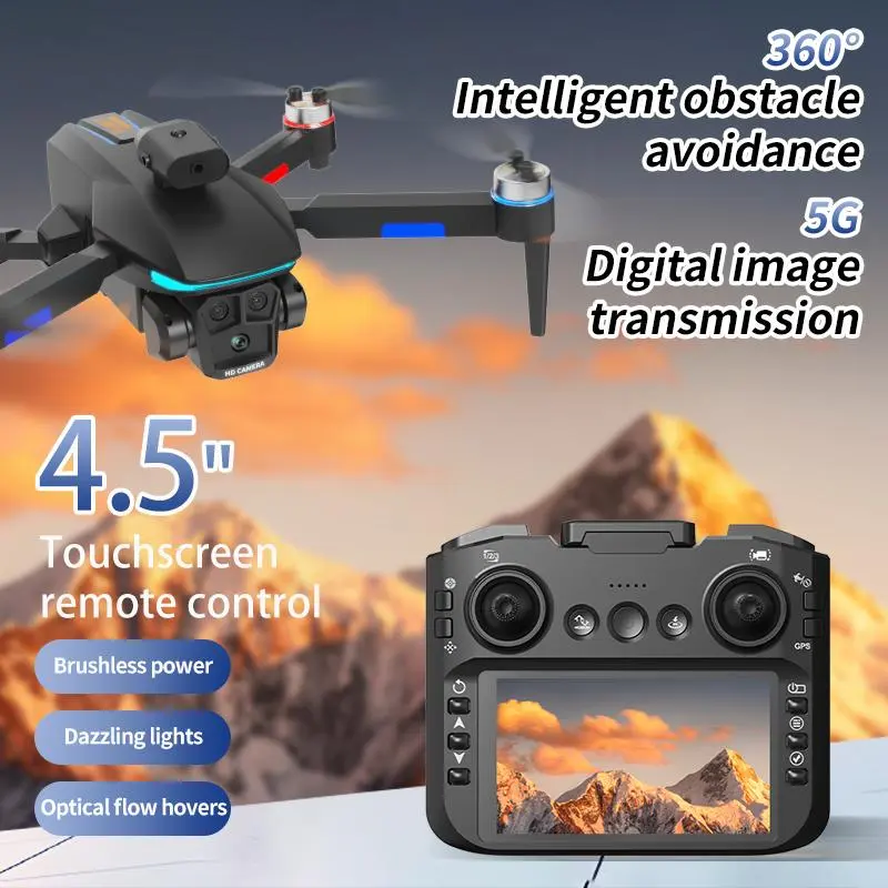 MREGB 2026 New Drone with Screen on Controller - Remote Control Quadcopter, HD Camera, Live View, Dazzling LED Lights, Obstacle Avoidance, Novice-Friendly for Family Outdoor Fun & Gifting, Black, Drones & Accessories