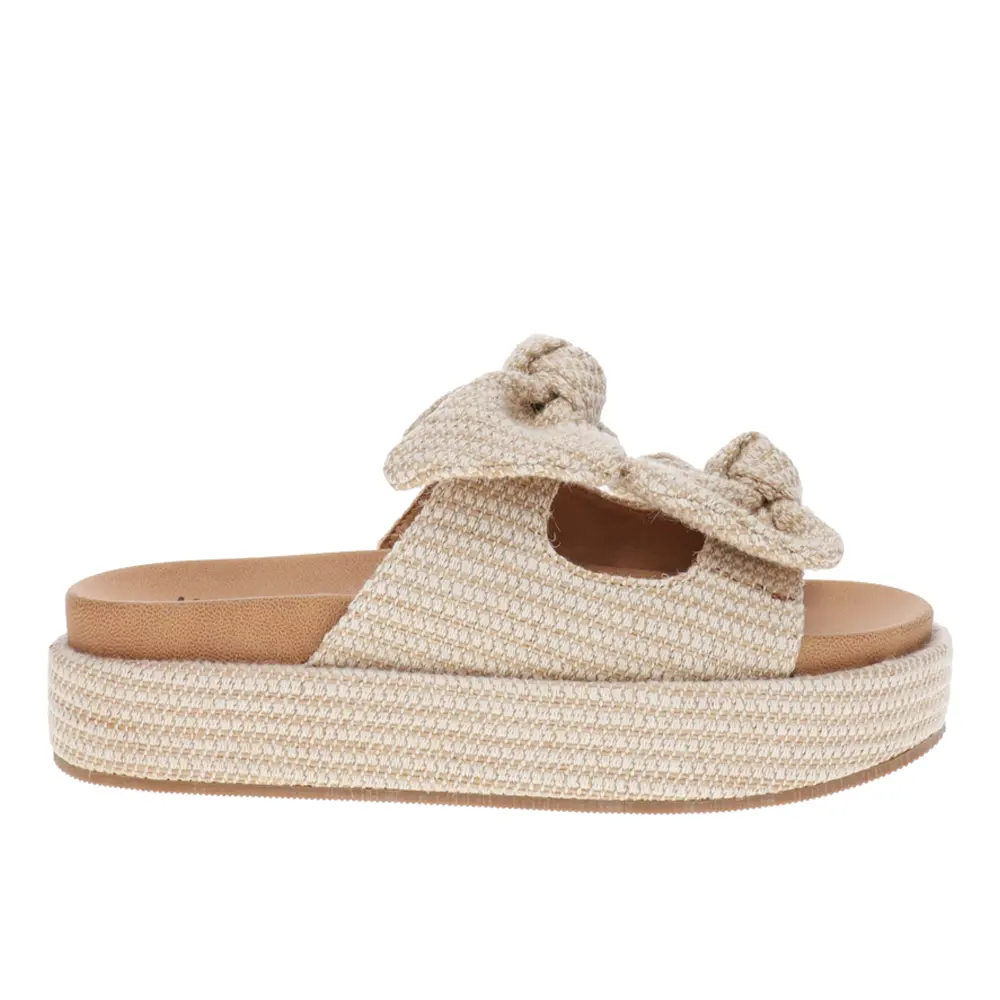 Corkys Womens Lil Bit Knotty Platform Casual Sandals Casual Low Heel 1-2" - Beige