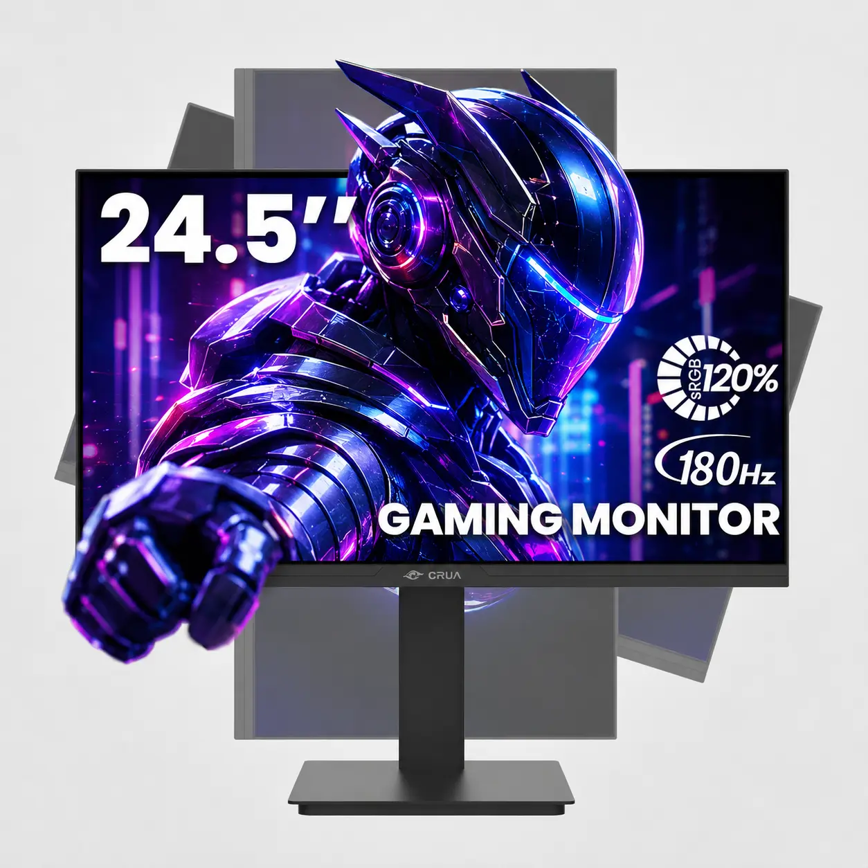 CRUA 24.5" FHD 180Hz Vertical Gaming Monitor - Full Height, Pivot-Swivel-Tilt Adjustable, 120% sRGB, FreeSync, Low Blue Light, HDMI/DP Ports, 75x75mm Wall Mount for Gamers/Coders, PC Gaming