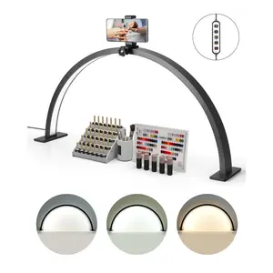 VEVOR Nail Desk Light, 20 W Clip on Half Moon Lash Light with Phone Holder, Adjustable Brightness and Color Temperature, Arched LED Table Lamp for Nail Tech, Tattoo Artists, Beauty, Eyelash ExtensionsVEVOR Super Brand Day