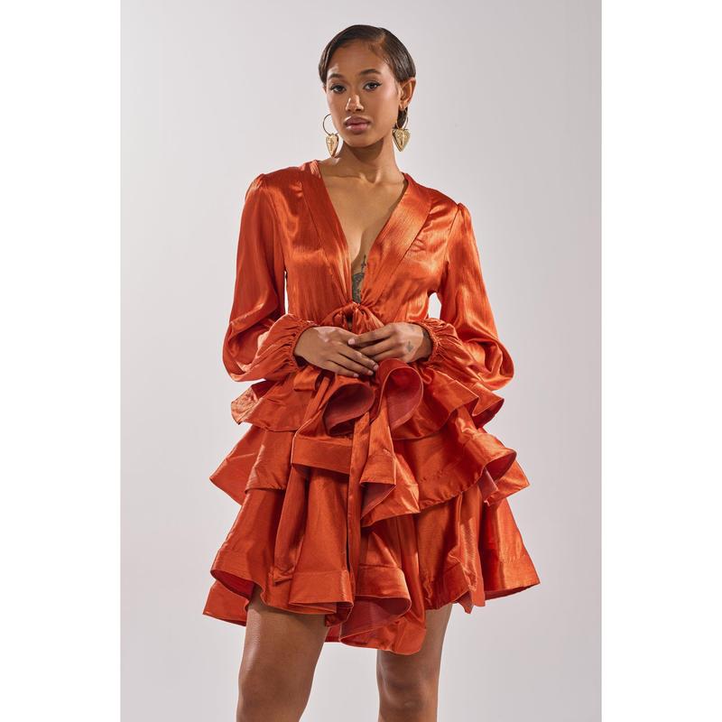 ARIANA SATIN RUFFLED MINI DRESS