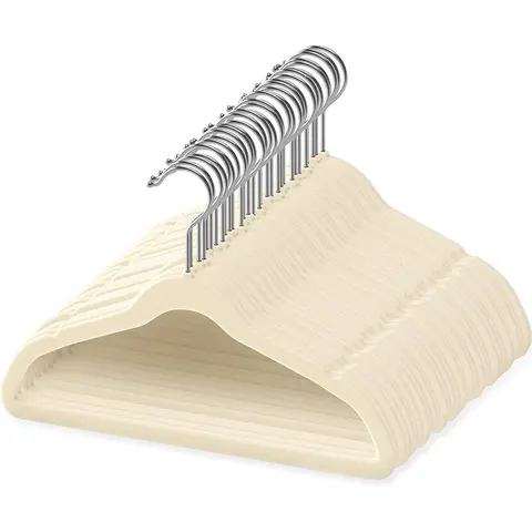 Children's velvet non-slip hangers, slim space-saving, curved shape hanger, Curved design hanger, 360° swivel hooks, for baby, toddler clothes - Suitable for boys' and girls' closets, garments, pants, skirts