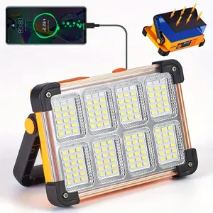 Rechargeable LED Work Solar Light Portable Super Bright Floodlight Standing Emergency Work Lamp for Power Outages Outdoor Camping Fishing High Lumen Flashlight