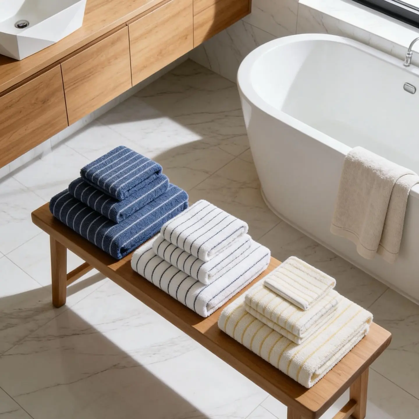 MEET TRENDS Sydney 3-Piece Luxury Cotton Bath Set - Soft, Absorbent Includes Bath Linen, Hand Linen, Washcloth ultra-fine fiber
