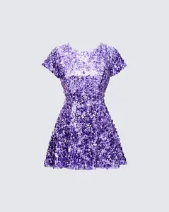 Benni Purple Sequin Scoop Back Mini Dress