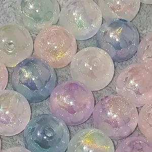 Glitter Beads 16mm (8pcs) - Assorted Colors, Clear and Glittery Finish, Ideal for Crafting and Decoration