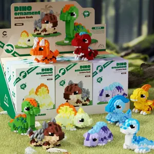 Cute Dinosaur Theme Microbead Building Blocks Series, Children DIY Assembly Toy Model, Desktop Decoration Gift, Home Decor, Micro Particle Blocks