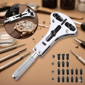 Professional Watch Repair Tool Kit: Precision Screw Back Case Opener with Adjustable Claw Opener, Anti-Slip Grip Multi-Function Case Remover - Essential Tool Set for Watchmakers