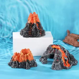 Volcanic-Shaped Aquarium Decorative Cave | Resin Fish Tank Cave Decoration | Fish Tank Bubble Decoration | Fish Sleep and Rest House | Aquarium Decorative Mountain Peak