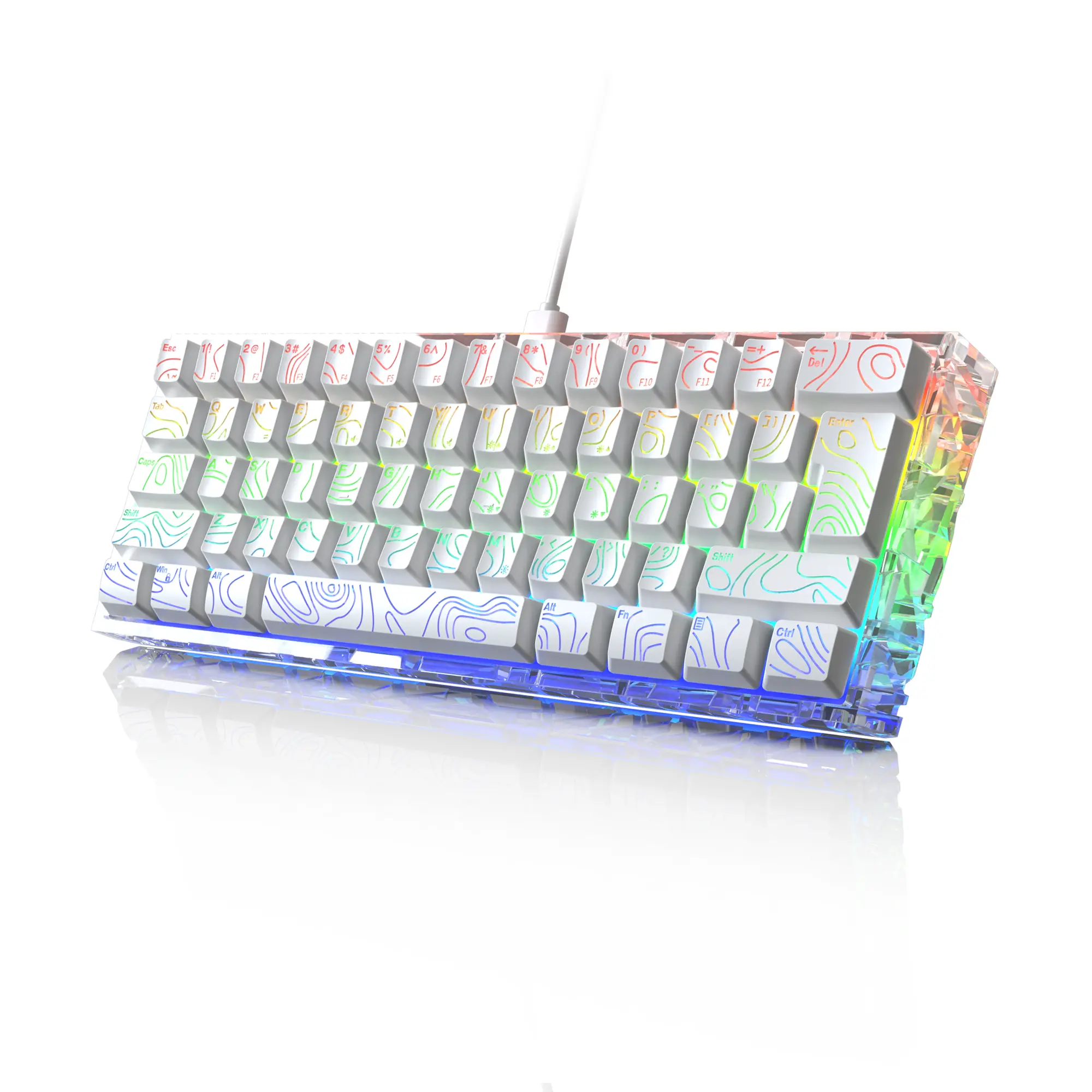 7KEYS 60% Wired RGB Gaming Keyboard, Compact 61-Key Hollow Transparent Backlit Mini Device for PC Laptop Gaming & Office Use, Ideal Keyboards for Gaming, Gaming Keyboards
