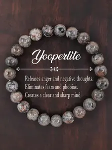 Healing Crystal Bracelet, Round Stone Beaded Bracelet for Release Anger & Fear, Clear Negative Thoughts Stone for Mental Clarity & Emotional Balance, Stackable Bracelets