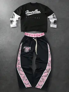 Men's Street Style Two-Piece Sportswear Set, Colorblock Hoodie & Drawstring Pants, Comfortable Loose Fit, Casual Hip-Hop Style, Sweatsuit Sets