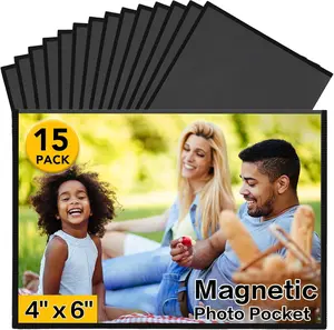 Yixangdd 15 Pack Magnetic Picture Frame, 4 X 6 Inches Fridge Magnetic Photo Frames, Magnetic Photo Frames for Refrigerator, Home, School, Office (Black) YixangDD