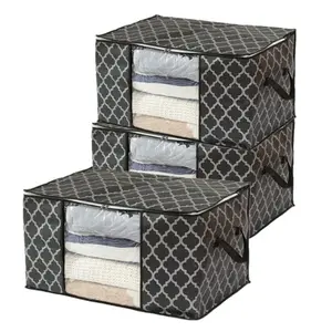 Set of 3 storage bags for blankets clothing organization and storage duvet and bedding storage bags foldable storage bags with portable handles for moving