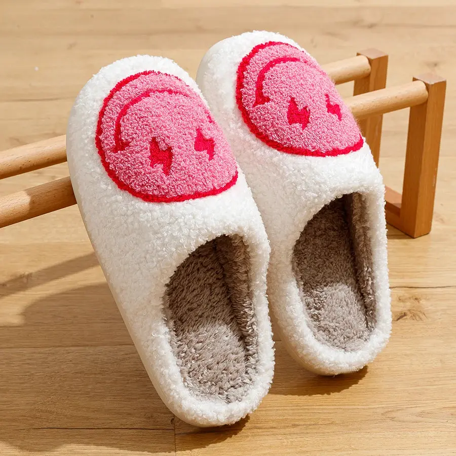 Lightning Smiley Face Slippers