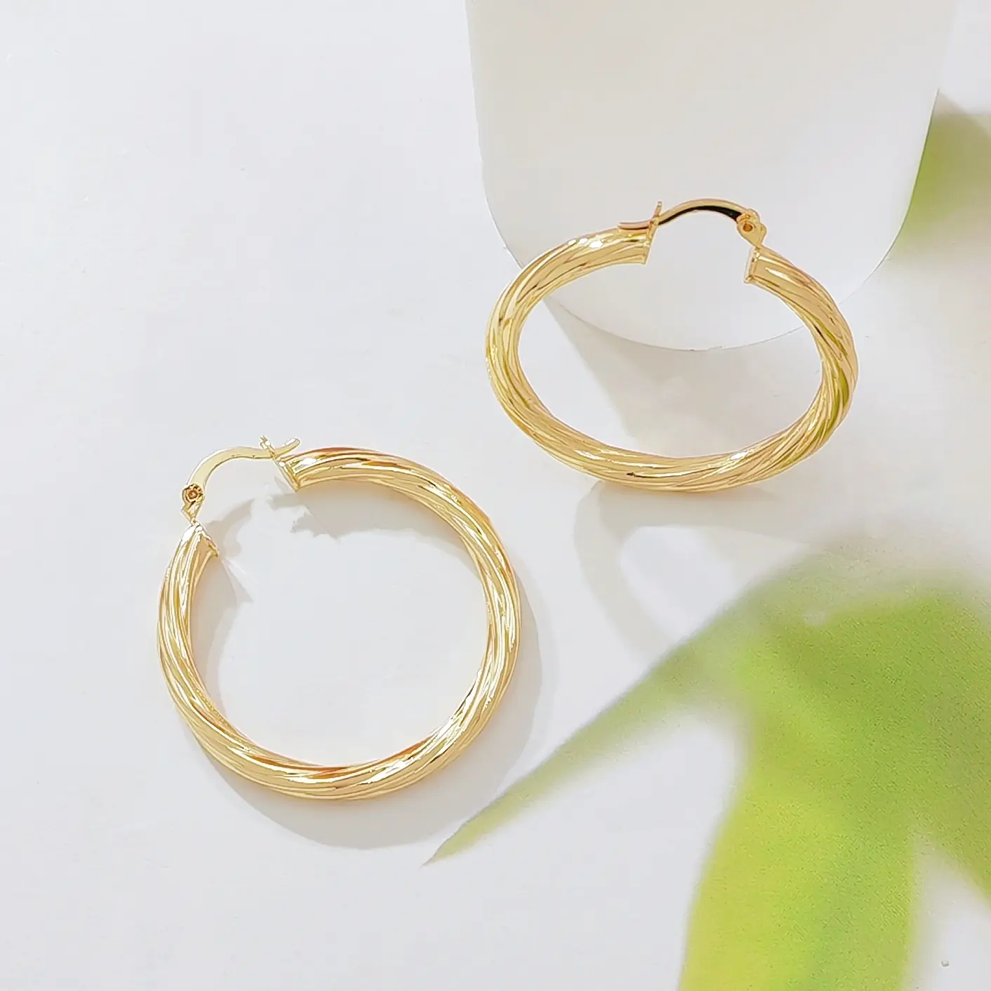 Dual Style Twisted Hoop Earrings, 14K Gold Plated & Tri-Color Interlocked Double Hoops, Versatile Statement Earrings for Daily & Party Wear