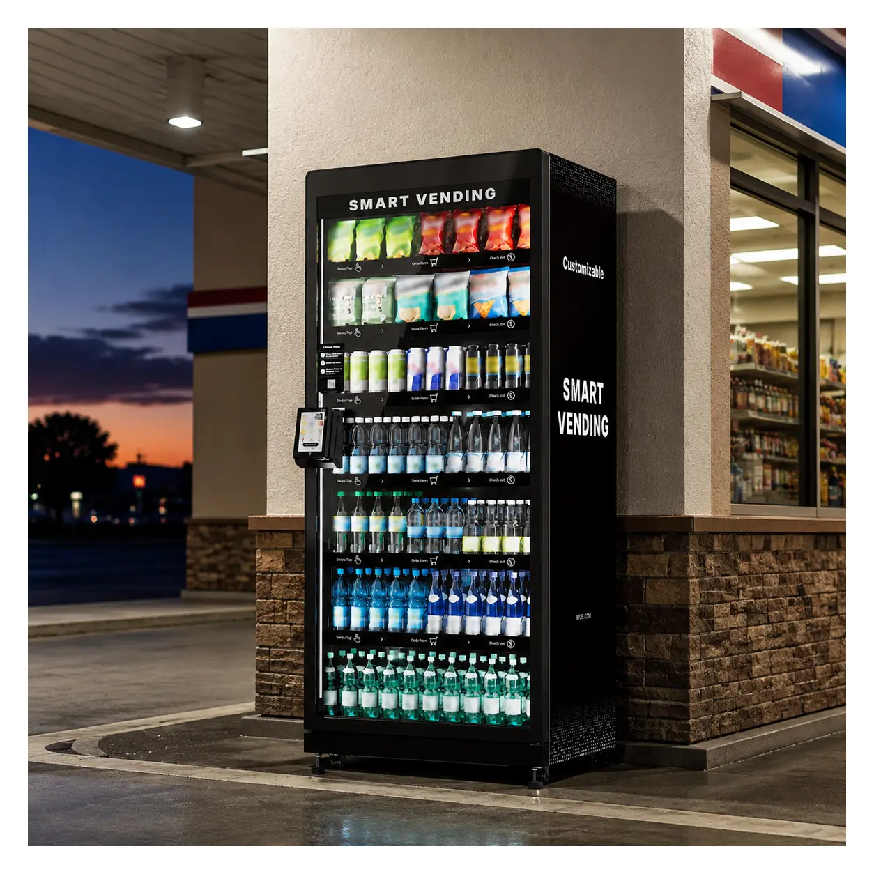 XMAI Max-M680 Smart AI Vending Machine for Business - 99.7% AI-Powered Recognition Accuracy Vending Machine for Sale Card Reader & App Control Refrigerated Commercial Snacks and Drinks Combo with Credit Card & NFC Payment
