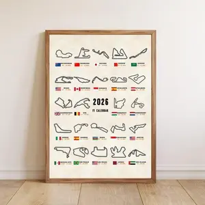 2026 Calendar Printable, Motorsport Circuit Layout Poster, Motorsport Wall Art, Fan Gift, Decor