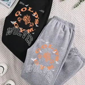 Wolf Gym Unisex Sweatpants Premium Cotton Jogger Oversized Fit Streetwear Graphic Pants Soft Fleece Elastic Waist Workout Training Fitness Casual Daily Wear Wolf Print Beast Mode Style Fashion Gift for Men Women Trending 2026