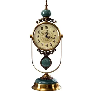 Elegant American Vintage Mantel Clock, Luxury European Style Table Clock, Home Decor Wall Clock for Living Room, Durable Design