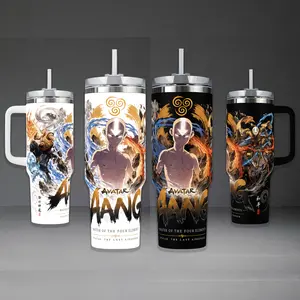 Aang Avatar State Graphic Tumbler, The Last Airbender Elemental Master 40oz Cup with Handle, Appa and Momo Journey 20oz Stainless Steel Travel Mug, Anime Fan Gift, Avatar Inspired Insulated Tumbler