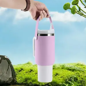 Generic Silicone Water Bottle Holder Sleeve for 40 OZ Tumbler with Handle (Lavander)