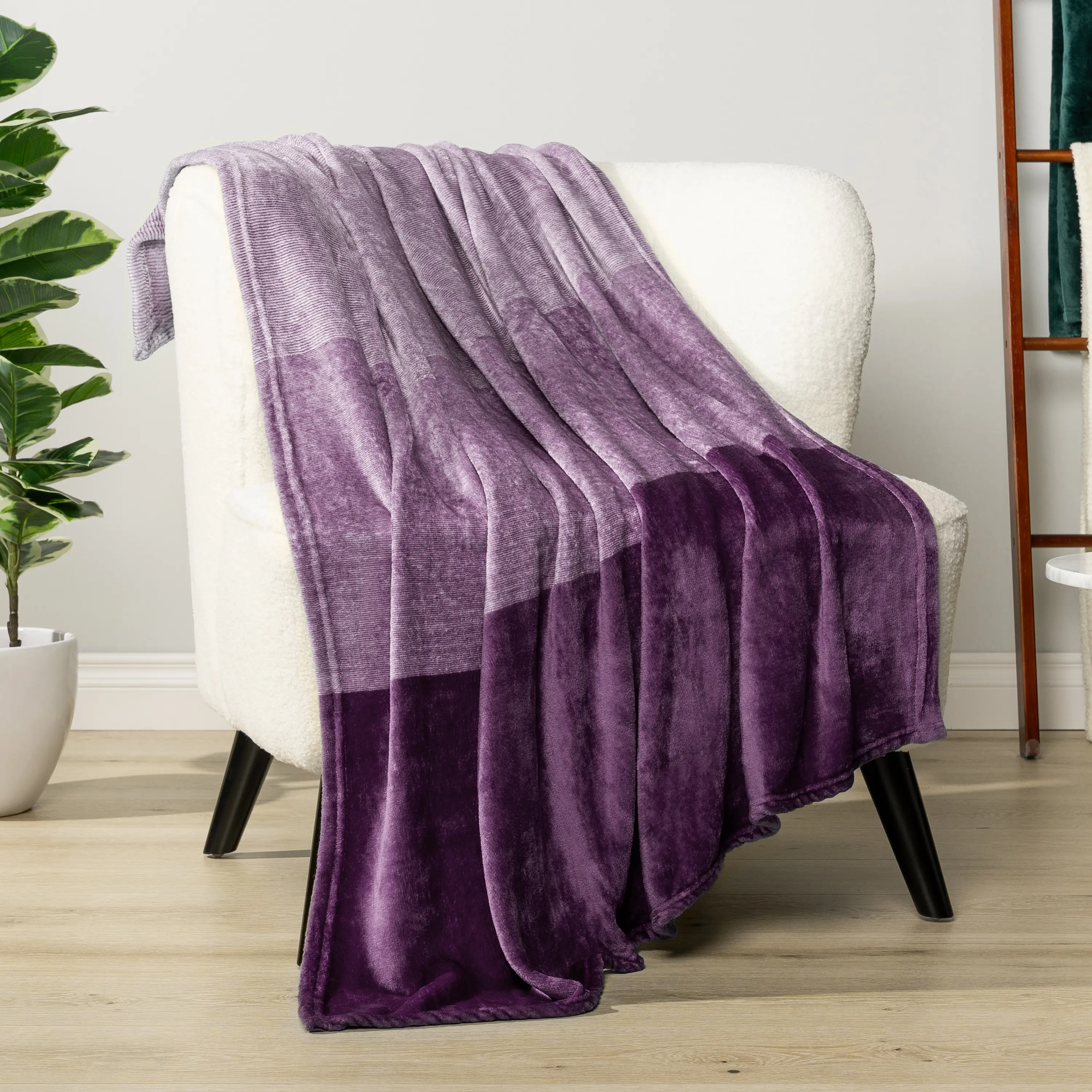 PAVILIA Ombre Fleece Throw Blanket for Couch, Soft Flannel Blanket for Sofa Bed Room, Plush Lightweight Gradient Blanket, Cozy Microfiber Decorative Gift Throw