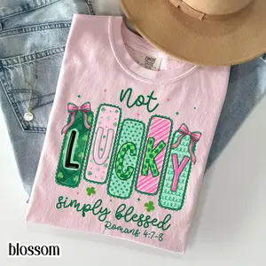 St Patricks Day Christian Comfort Colors Shirt Lucky Shamrock Bible Verse Tshirt Saint Patrick's Blessed T-shirt Jesus Love Tee Faith Irish- LORA ATCHER