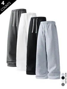 4-pack men’s belts with drawstring tie design, straight-cut casual solid-color athletic pants—an essential piece for a man’s wardrobe, versatile wear suitable for spring and autumn.