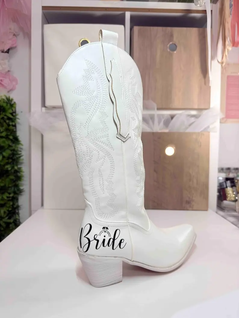 Bride Cowgirl Vintage Boots Wedding
