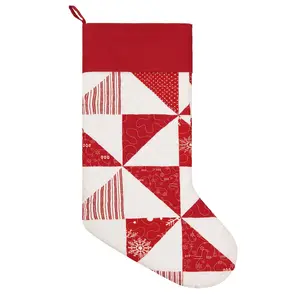 Peking Handicraft 31PK27006MC 12 x 20 in. Quilted Triangles Stocking, Multi Color