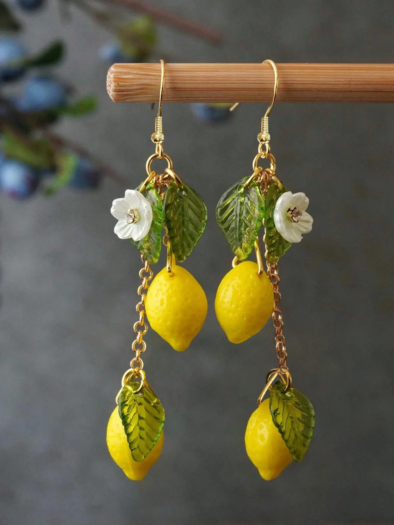 Cute Lemon Leaf Design Dangle Earrings, Fashionable Jewelry Accessories for Women, Daily Clothing Decor, Trendy All-match & Exquisite Jewelry for Birthday Gift, Fruit Veggie Earrings