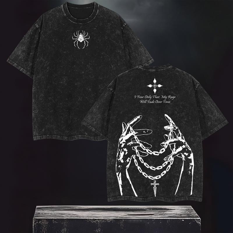 Limited Edition Chain of Judgement Kurapika Hunter x Hunter Anime Double Printed Oversize Lightweight Acid Washed Tee, Gift For anime merch