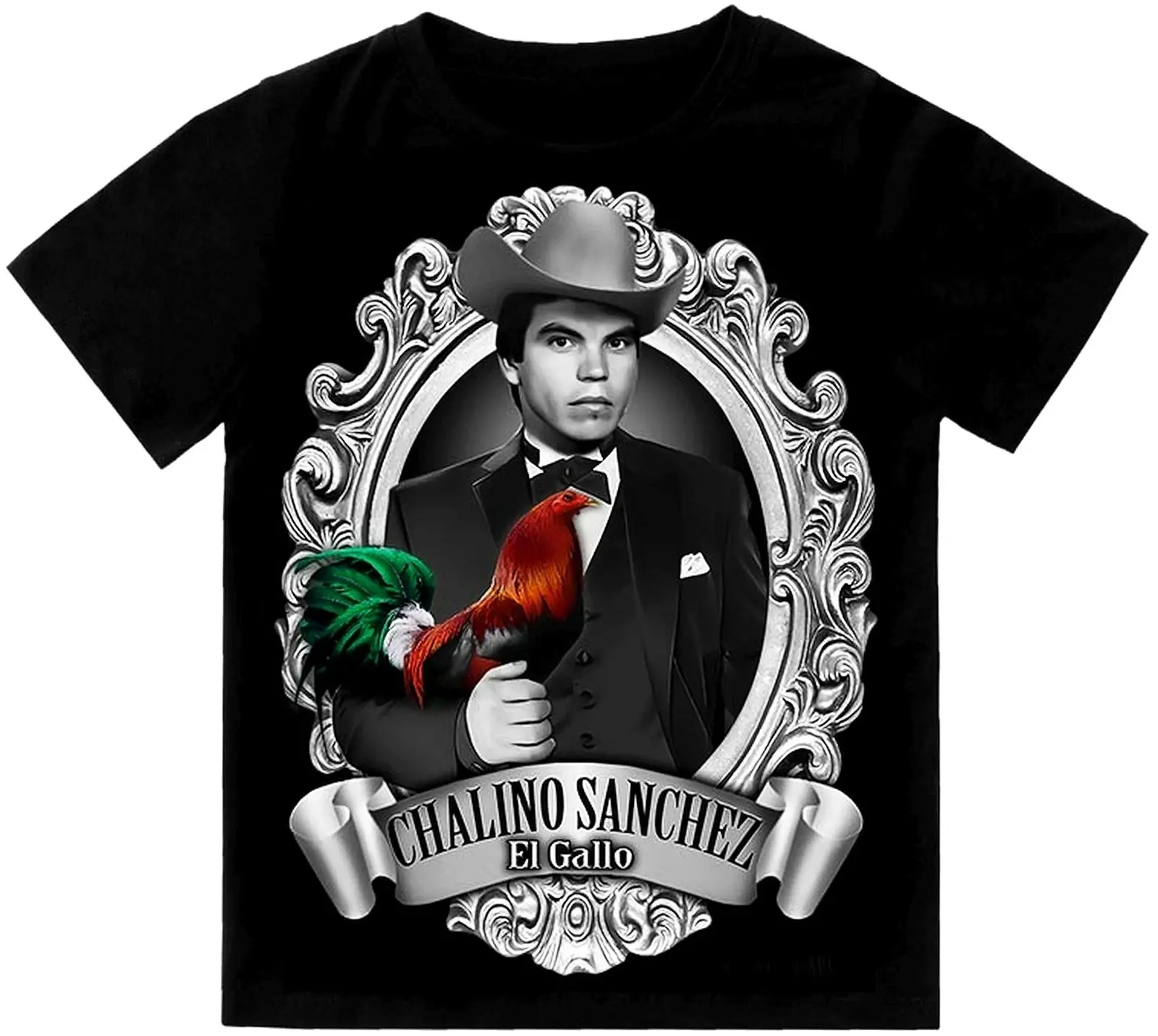 Unisex Menswear Shortsleeve Round Neck Chalino Sanchez El Gallo T-Shirt, Classic Mexican Corrido Music Graphic Tee, Soft Cotton Latino Cultural Streetwear Sports Top