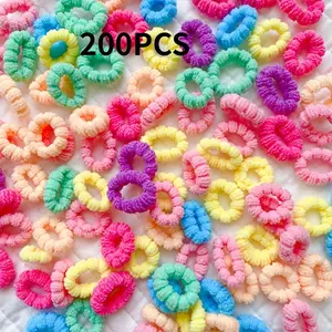 200pcs Colorful Elastic Pineapple Hair Ties, Small Rubber Bands, Girl's Headband Accessories, Hairstyle Design Props, Packaged Set